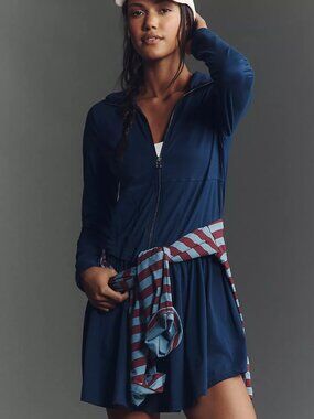 Anthropologie Daily Practice Taylor Long-Sleeve Zip-Front Mini Dress M